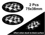 2pcs Fade To Black OVAL Design & Black & White Chequered Flag Vinyl Car sticker decal 75x38mm