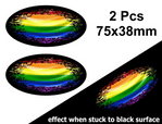 2pcs Fade To Black OVAL Design &  Gay Pride LGBT Rainbow Flag Vinyl Car sticker decal 75x38mm