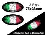 2pcs Fade To Black OVAL Design & Italy Italian Il Tricolore Flag Vinyl Car sticker decal 75x38mm