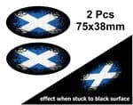 2pcs Fade To Black OVAL Design & Scottish Saltire St Andrews Flag Vinyl Car sticker decal 75x38mm