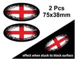 2pcs Fade To Black OVAL Design & St Georges Cross England Flag Vinyl Car sticker decal 75x38mm
