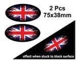 2pcs Fade To Black OVAL Design & Union Jack British Flag Vinyl Car sticker decal 75x38mm
