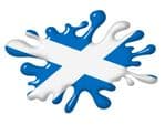 3D Shaded Effect SPLAT Design With Scotland Scottish Saltire Flag Motif External Vinyl Car Sticker 100x150mm