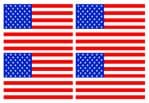 4 Pcs of American Stars & Stripes US Flag Motif Vinyl Car Bike Sticker Decals each 90x60mm