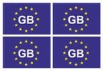 4 Pcs of European Union Flag With GB Motif Vinyl Car Bike Sticker Decals each 90x60mm