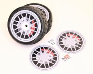4pcs Realistic Alloy Wheel design stickers to fit Revlite etc 1/10 RC Model Touring car rims SL6