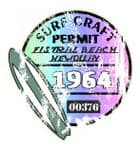 Aged Surf Craft Permit Fistral Beach Newquay 1964 Surfing Design Vinyl Car sticker decal  90x95mm