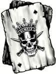 B&W Ace Playing cards Design With Old School Crowned King Skull Motif Vinyl Car Sticker 100x75mm