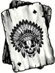 B&W Ace Playing cards With Old School American Indian Skull Headdress Vinyl Car Sticker 100x75mm