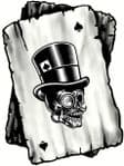 B&W Ace Playing cards With Old School Gentleman Hipster Skull Motif Vinyl Car Sticker 100x75mm