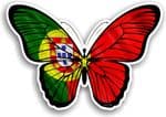 Beautiful Butterfly With Portugal Portuguese Country Flag Vinyl Car Sticker 130x90mm