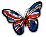 Beautiful Butterfly  With Union Jack British GB Flag Vinyl Car Sticker 130x90mm