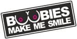 BOOBIES MAKE ME SMILE Funny Slogan External Vinyl Car Sticker Decal 200x75mm