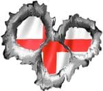 Bullet Hole Torn Metal 3 Shots With England English Flag Car Sticker 95x85mm