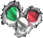 Bullet Hole Torn Metal 3 Shots With Italy Italian Flag Car Sticker 95x85mm