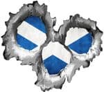 Bullet Hole Torn Metal 3 Shots With Scotland Scottish Saltire Flag Car Sticker 95x85mm