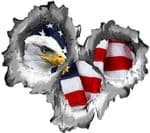 Bullet Hole Torn Metal 3 Shots With USA American Bald Eagle Car Sticker 95x85mm