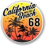 California Malibu Beach 1968 Surfer Surfing Design Vinyl Car Sticker Decal  95x95mm