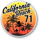 California Malibu Beach 1971 Surfer Surfing Design Vinyl Car Sticker Decal  95x95mm