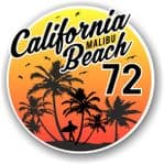 California Malibu Beach 1972 Surfer Surfing Design Vinyl Car Sticker Decal  95x95mm