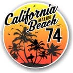 California Malibu Beach 1974 Surfer Surfing Design Vinyl Car Sticker Decal  95x95mm