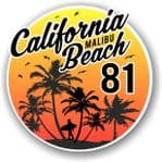 California Malibu Beach 1981 Surfer Surfing Design Vinyl Car Sticker Decal  95x95mm