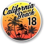 California Malibu Beach 2018 Surfer Surfing Design Vinyl Car Sticker Decal  95x95mm