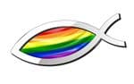 Christian Fish Symbol Ichthys Icthus With LGBT Gay Pride Flag Car Sticker Decal 150x60mm