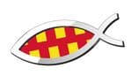 Christian Fish Symbol Ichthys Icthus With Northumberland County Flag Car Sticker Decal 150x60mm