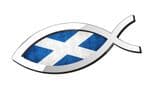 Christian Fish Symbol Ichthys Icthus With Scotland Scottish Saltire Flag Car Sticker Decal 150x60mm