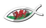 Christian Fish Symbol Ichthys Icthus With Wales Welsh CYMRU Flag Car Sticker Decal 150x60mm