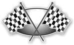 Crossed Flags Design with B&W Chequered Flag Vinyl Car Sticker Decal 90x52mm