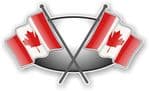 Crossed Flags Design with Canada Canadian Flag Vinyl Car Sticker Decal 90x52mm