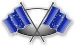 Crossed Flags Design with EU European Union Flag Vinyl Car Sticker Decal 90x52mm