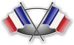 Crossed Flags Design with France French Flag Vinyl Car Sticker Decal 90x52mm