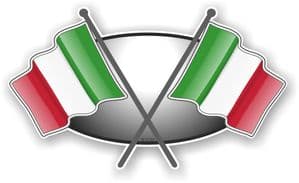 Crossed Flags Design with Italy Italian Flag Vinyl Car Sticker Decal 90x52mm