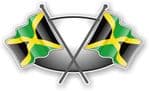 Crossed Flags Design with Jamaica Jamaican Flag Vinyl Car Sticker Decal 90x52mm