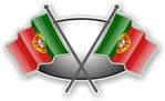 Crossed Flags Design with Portugal Portuguese Flag Vinyl Car Sticker Decal 90x52mm