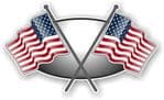 Crossed Flags Design with US American Stars & Stripes Flag Vinyl Car Sticker Decal 90x52mm