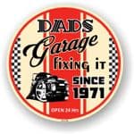 Dad's Garage Roundel Design Year Dated 1971 Vinyl Car Sticker Decal 95x95mm