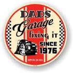 Dad's Garage Roundel Design Year Dated 1976 Vinyl Car Sticker Decal 95x95mm