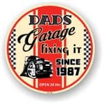 Dad's Garage Roundel Design Year Dated 1987 Vinyl Car Sticker Decal 95x95mm