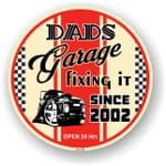 Dad's Garage Roundel Design Year Dated 2002 Vinyl Car Sticker Decal 95x95mm