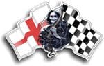 DEATH The Grim Reaper Design With St Georges Cross England Flag Vinyl Car Sticker 130x80mm