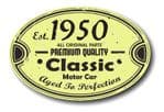 Distressed Aged Established 1950 Aged To Perfection Oval Design For Classic Car External Vinyl Car Sticker 120x80mm