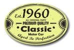 Distressed Aged Established 1960 Aged To Perfection Oval Design For Classic Car External Vinyl Car Sticker 120x80mm