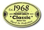 Distressed Aged Established 1968 Aged To Perfection Oval Design For Classic Car External Vinyl Car Sticker 120x80mm