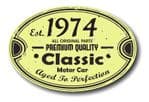 Distressed Aged Established 1974 Aged To Perfection Oval Design For Classic Car External Vinyl Car Sticker 120x80mm