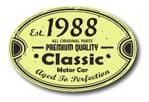 Distressed Aged Established 1988 Aged To Perfection Oval Design For Classic Car External Vinyl Car Sticker 120x80mm