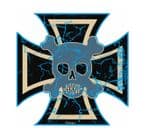 Distressed Aged IRON CROSS WITH SKULL Design For Rat Look VW Vinyl Car sticker decal 90x90mm